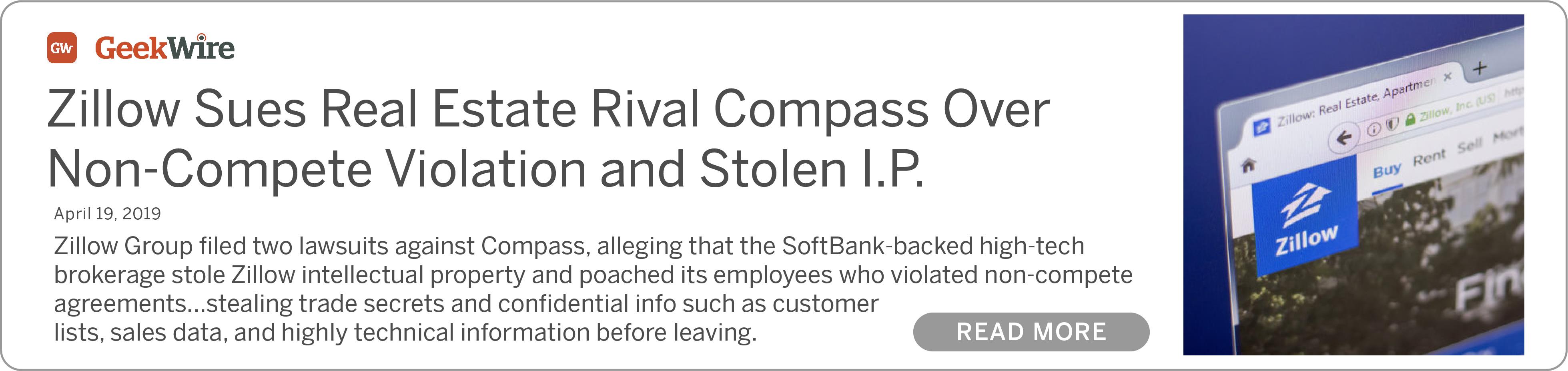 Zillow Sues Real Estate Rival Compass Over Non-Compete Violation and Stolen I.P.